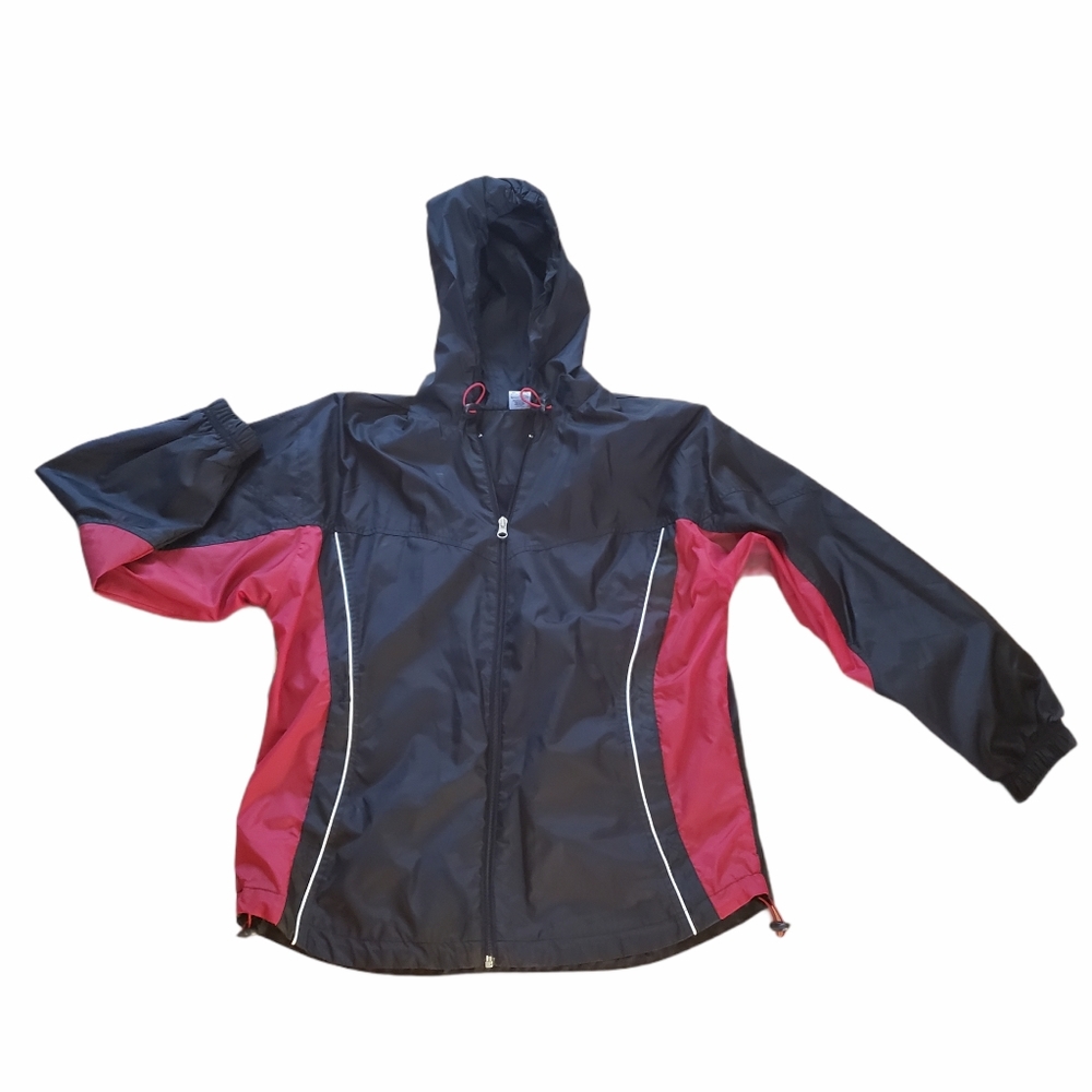 Cheetah Women's Light Weight Jacket / Wind Breaker Front Zip Black/Red Size: M - Picture 2 of 6